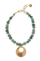Amazonite & African Water Buffalo Horn Pendant Necklace