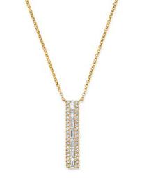 Diamond Baguette & Round Pendant Necklace in 14K Yellow Gold, 0.40 ct. t.w. - 100% Exclusive