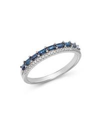 14K White Gold Mosaic Sapphire & Diamond Stacking Ring