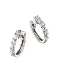 Diamond Baguette & Round Huggie Hoop Earrings in 14K White Gold, 0.50 ct. t.w. - 100% Exclusive