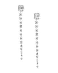 Diamond Graduated Linear Drop Earrings in 14K White Gold, 0.80 ct. t.w.