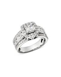 Diamond Square Halo Engagement Ring in 14K White Gold, 2.0 ct. t.w. - 100% Exclusive