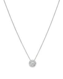 Diamond Halo Pendant Necklace in 14K White Gold, 0.50 ct. t.w. - 1005 Exclusive
