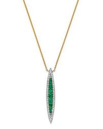 Emerald & Diamond Pendant Necklace in 14K Yellow Gold, 18" - 100% Exclusive