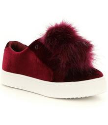 Sam Edelman Leya Velvet Faux Fur Pom-Pom Sneakers