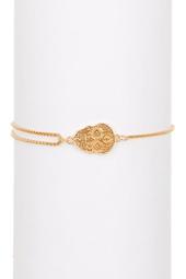 14K Gold Plated Sterling Silver Calavera Station Pull Chain Bracelet