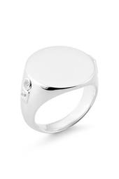 Serra White Sapphire Signet Ring - Size 5