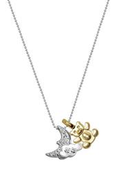 14K White Gold Little Baby Diamond Moon Charm Necklace - 0.04 ctw