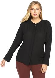 Plus Size Solid Bell Sleeve Blouse