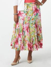 Plus Size Pixie Pleat Floral Midi Skirt