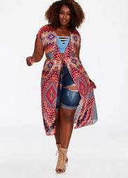 Tie Front Printed Duster