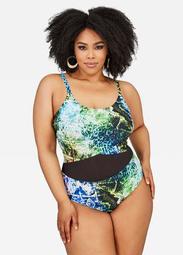 Mesh Inset Printed One Piece