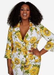 Sunflower Print Blazer Jacket