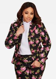 Rose Print Blazer Jacket