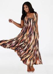 Multi Seam Printed Maxi Dress