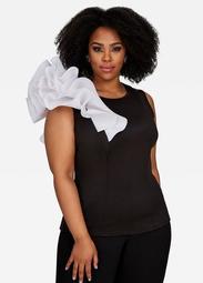 Exaggerated Ruffle Shoulder Top