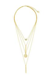 14K Gold Plated Mixed Pendant Layered Multi Strand Necklace