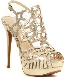 Jessica Simpson Weslynn Metallic Textile Caged Platform Dress Sandals