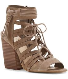 Vince Camuto Ranata Leather Lace Up Stacked Block Heel Sandals
