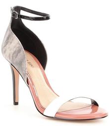 Gianni Bini Shaylah Lizard Print Patent Leather Ankle and Vamp Strap Dress Sandals
