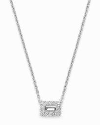 Emerald-Cut & Round Diamond Pendant Necklace in 14K White Gold, 0.50 ct. t.w. - 100% Exclusive