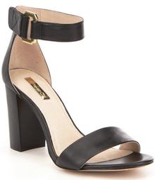 Louise Et Cie Kai Leather Banded Ankle Strap Block Heel Sandals