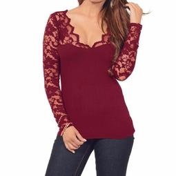 ZANZEA Sexy V-Neck Lace Floral Stretchy Womens Tops