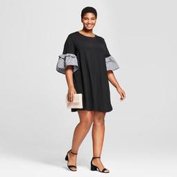 Women's Plus Size T-Shirt Dress with Ruffle Sleeve - Ava & Viv™