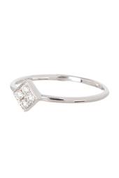 18K White Gold Pave Diamond Accent Diamond Shape Stackable Ring - 0.09 ctw - Size 6.5