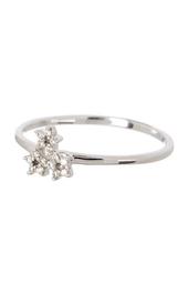 18K White Gold Diamond Accent Triple Star Stackable Ring - 0.06 ctw - Size 6.5