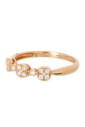 18K Rose Gold Diamond Accent Cushion Detail Stackable Ring - 0.15ctw - Size 6.5