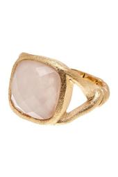 Faceted Cushion Rose Quartz Cable Shank Ring