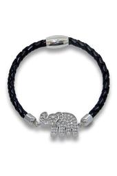 Sterling Silver Lucky Elephant Premium Leather Bracelet