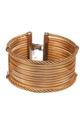 18K Yellow Gold Stainless Steel Cable Cuff Bracelet
