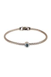 18K White Gold Blue Topaz Accented Twisted Cable Bangle