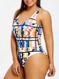 Colored Plus Size High Leg One Piece Swimsuit