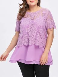 Plus Size Lace and Tiered Twinset Tops
