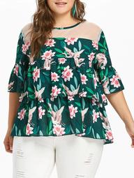 Plus Size Floral Tiered Blouse
