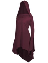 Flare Sleeve Long Plus Size High Low Hoodie