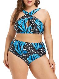 Plus Size Criss Cross Butterfly Bikini Set