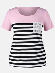 Plus Size Striped Basic T-shirt