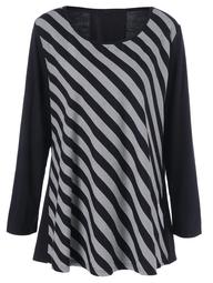 Plus Size Striped Patchwork Tee