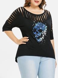 Plus Size Butterfly Ripped T-shirt