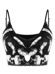Plus Size Cutout Feather Graphic Camisole