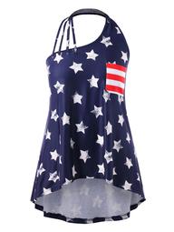 Plus Size American Flag Strappy Halter Tank Top