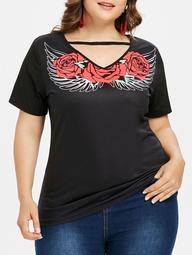Plus Size Floral Wing Tunic T-shirt
