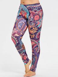 Plus Size Bohemian Graphic Yoga Leggings