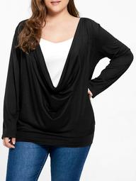 Plus Size Open Back Cowl Neck Tee and Tank Top