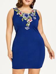 Plus Size Embroidered Evening Dress