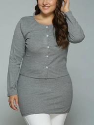 Buttoned Cardigan and Bodycon Tank Dress